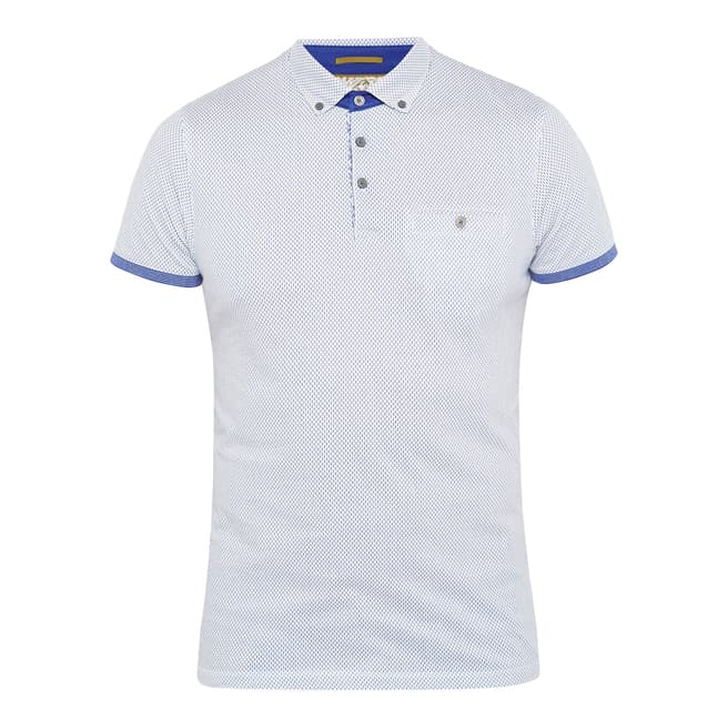 Ted Baker Bright Blue Cotton Callie All Over Mesh Printed Polo
