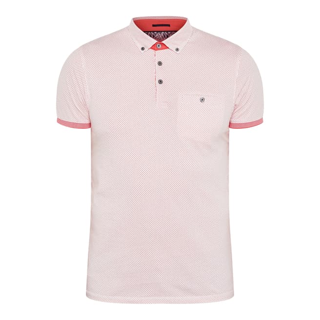 Ted Baker Coral Cotton Callie All Over Mesh Printed Polo