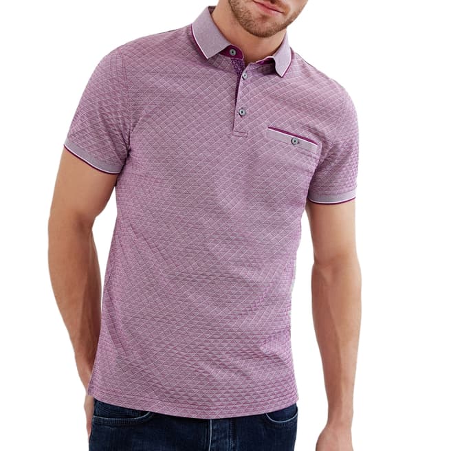 Ted Baker Purple Cotton Utah Oxford Jacquard Polo Shirt