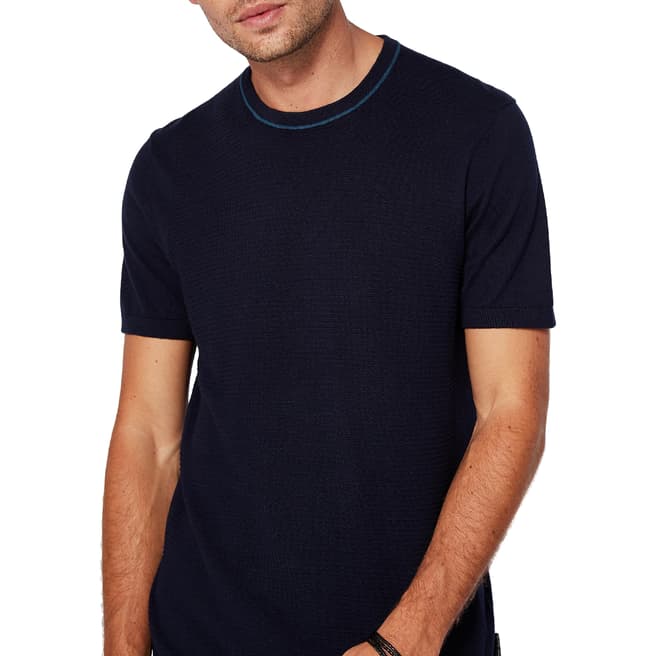 Ted Baker Navy Zico Textured Knitted T-shirt
