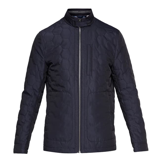 Ted Baker Navy Dalway Funnel Neck Quilted Jacket
