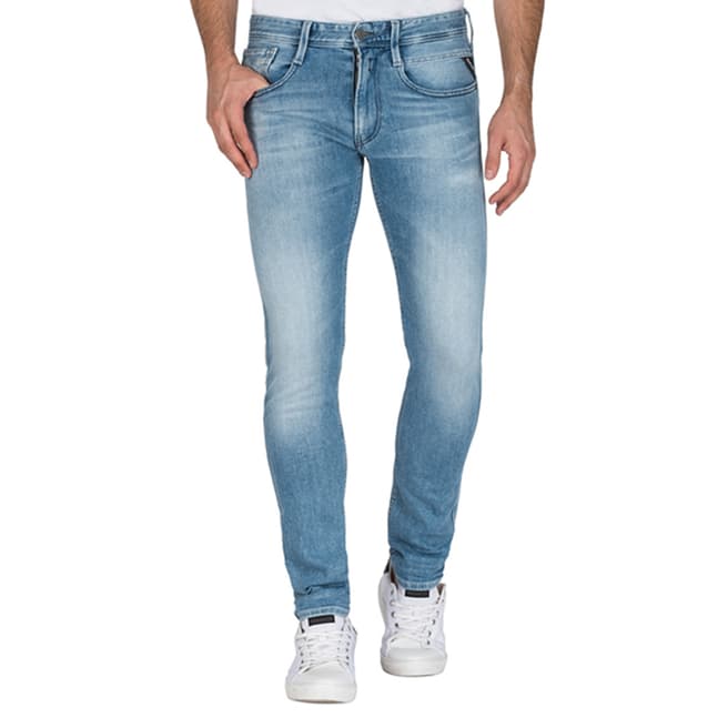 Replay Mid Blue Anbass Slim Fit Stretch Jeans