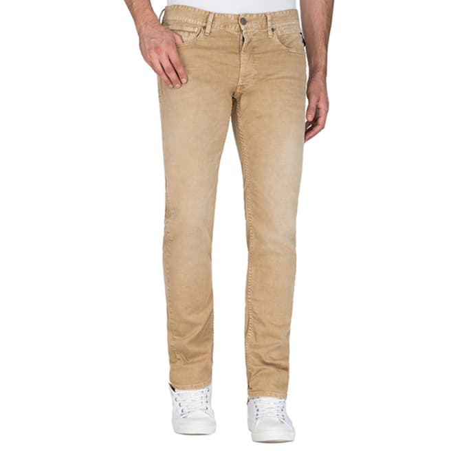 Replay Camel Grover Straight Fit Stretch Jeans