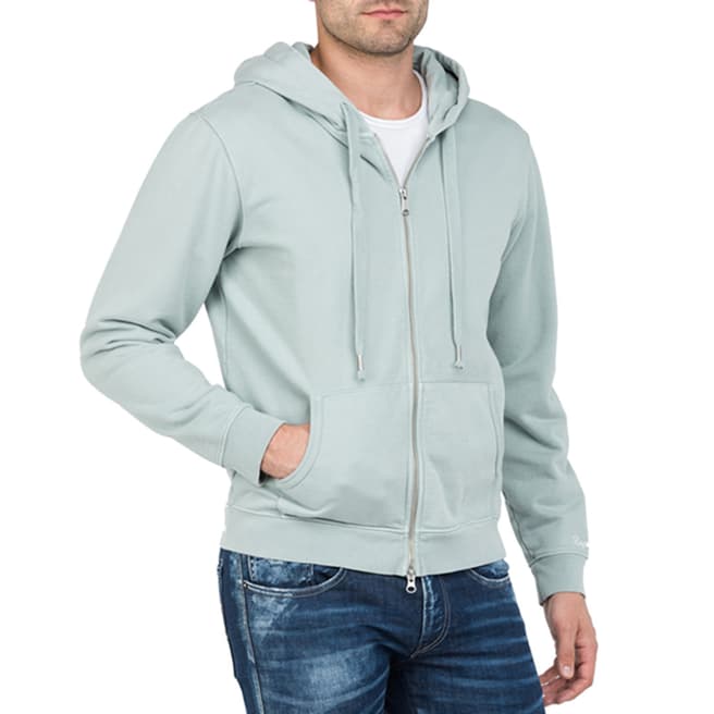 Replay Sage Green Cotton Hoodie