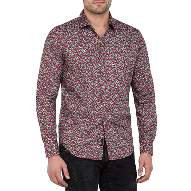 Replay Red/White Floral Cotton Shirt