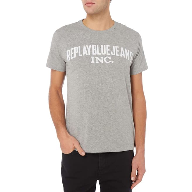 Replay Grey Logo Cotton Tshirt