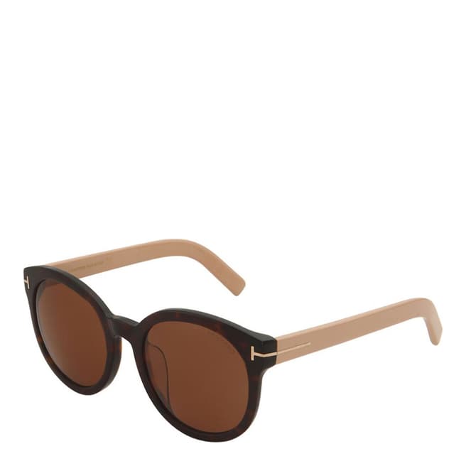 Tom Ford Women's Beige Rounded Sunglasses 56mm