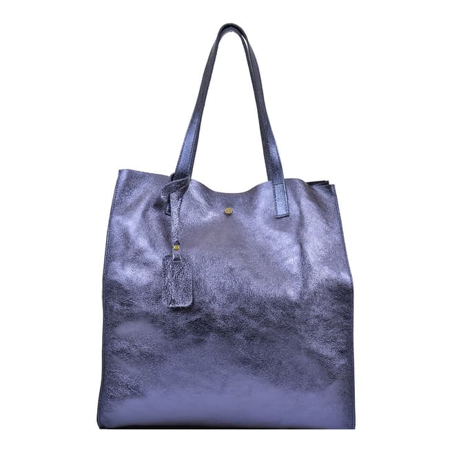 Luisa Vannini Blue Jeans Leather Shopper Bag