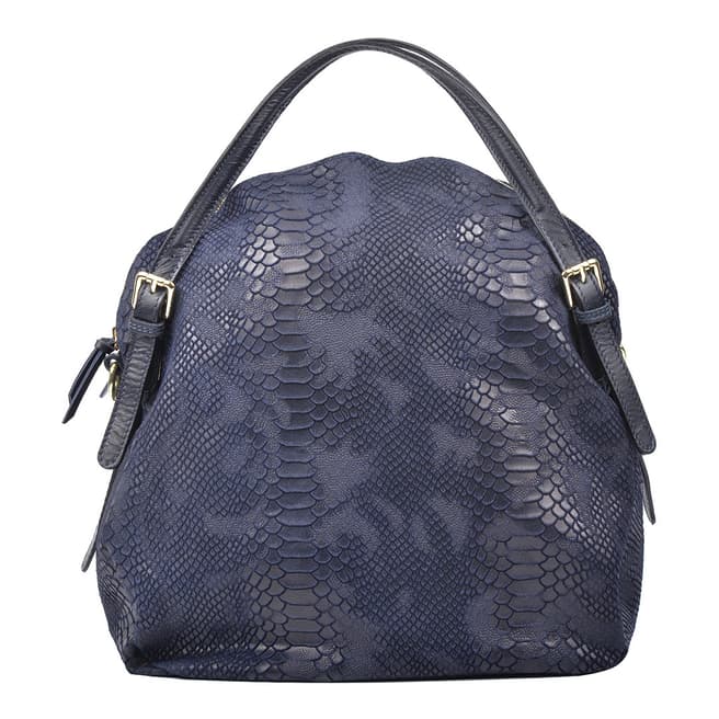 Carla Ferreri Blue Leather Pattern Hobo Bag