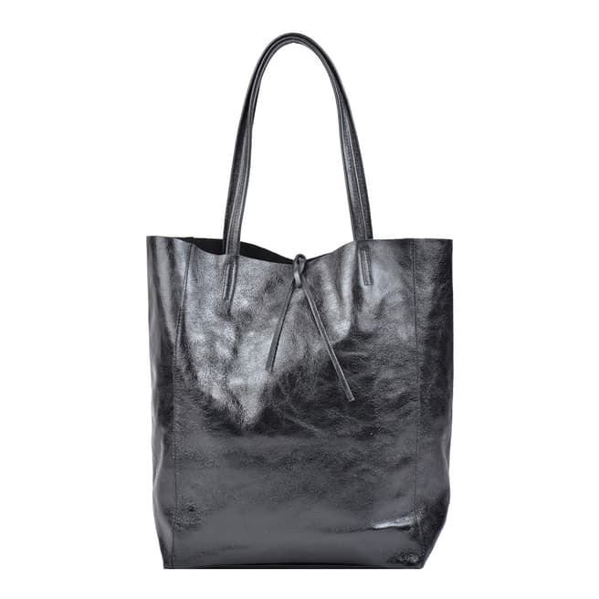 Carla Ferreri Black Leather Shopper Bag