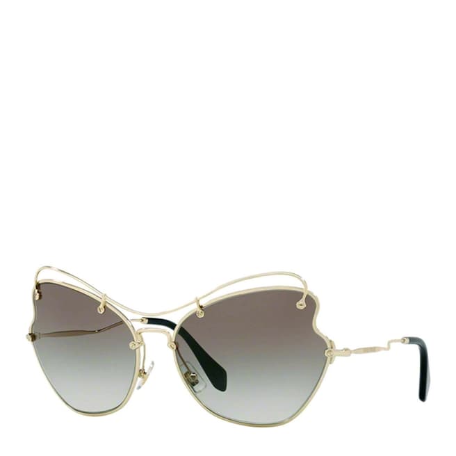 Miu Miu Women Pale Gold/Grey Brown Shaded Sunglasses 61mm