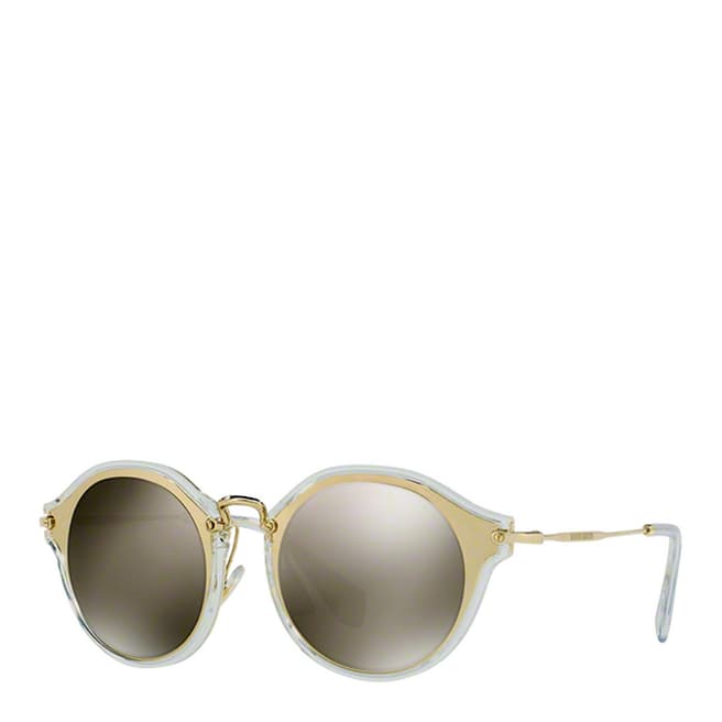 Miu Miu Women Pale Gold/Light Brown Mirror Sunglasses