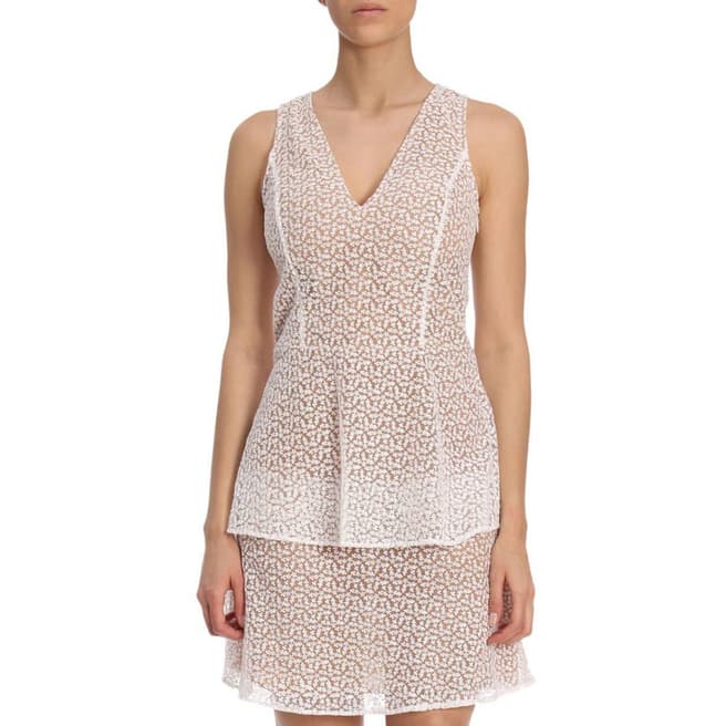 Michael Kors Nude and White Lace Tier Dress