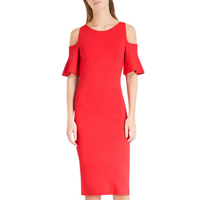 Michael Kors Red Cold-Shoulder Dress