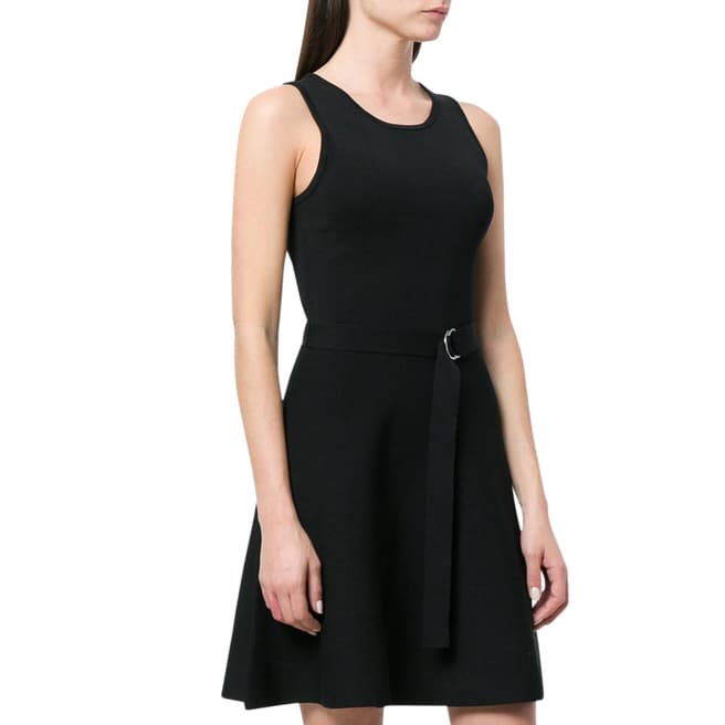 Michael Kors Black Belted Fit-and-Flare Mini Dress