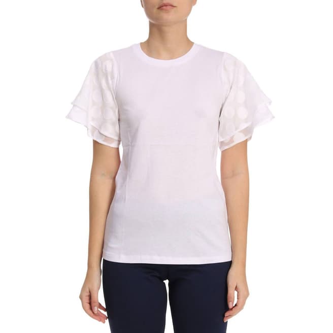 Michael Kors White Polka Dot Sleeve T-Shirt