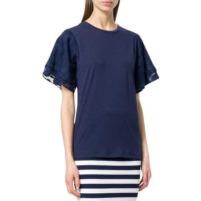 Michael Kors True Navy Polka Dot Sleeve T-Shirt