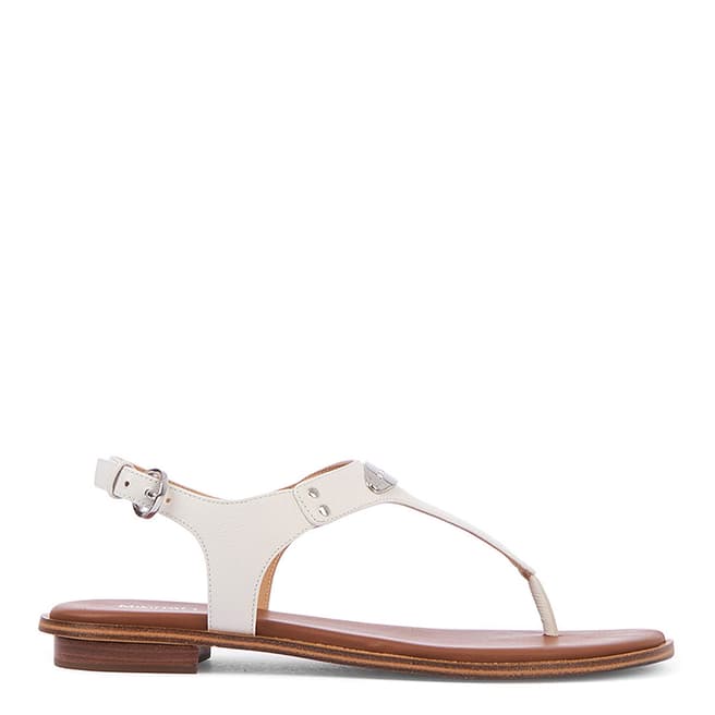 Michael Kors White Leather MK Plate Thong Sandals