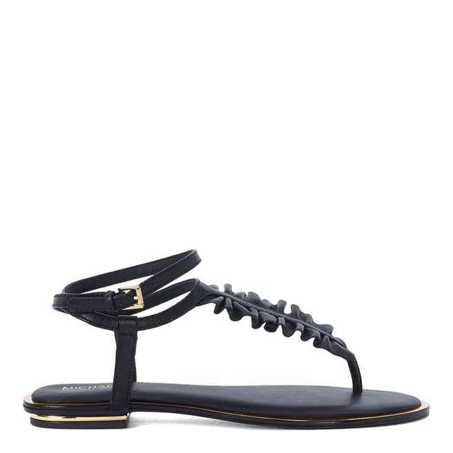 Michael Kors Black Leather Bella Ruffle Sandals