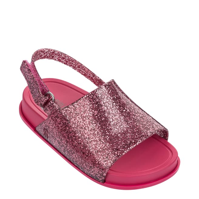 Mini Melissa Mini Beach Slide Sandal Pink Glitter D