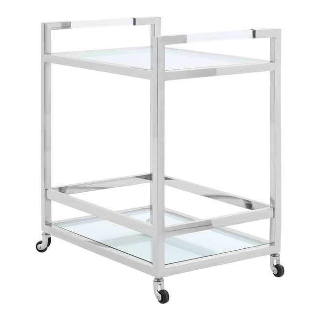 Premier Housewares Vogue Butler Trolley, 2 Tiers, Acrylic / Glass / Stainless Steel