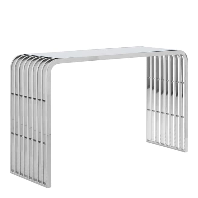 Premier Housewares Vogue Console Table, Slatted, Clear Glass / Stainless Steel