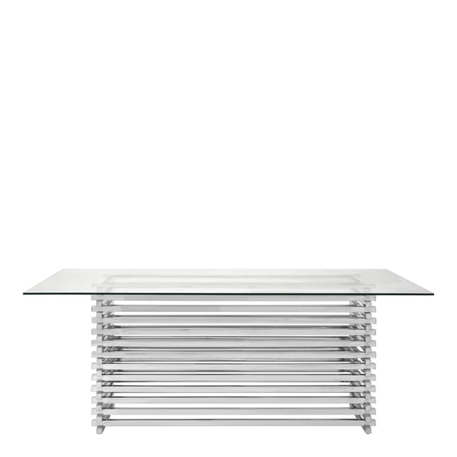 Premier Housewares Vogue Dining Table, Clear Glass Top, Stainless Steel