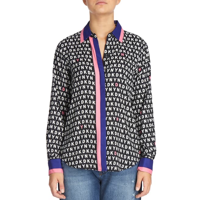 DKNY Black Long Sleeve Button Through Shirt With Concealed Placket