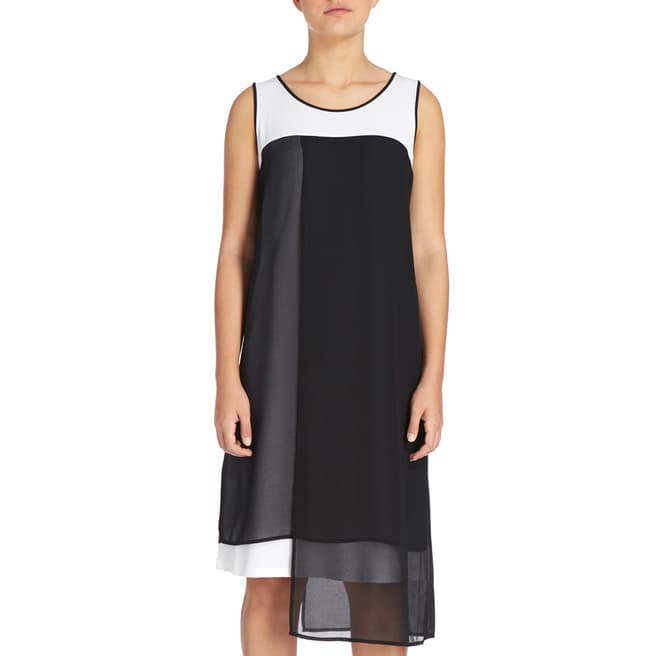 DKNY Black Sleeveless Crew Neck Asymmetric Dress 