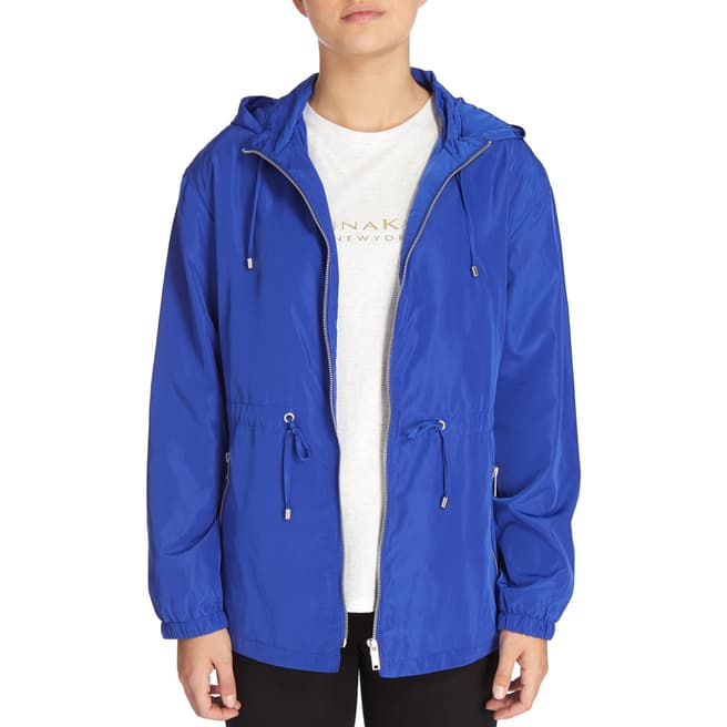 DKNY Blue Hooded Jacket With Drawstring Waist
