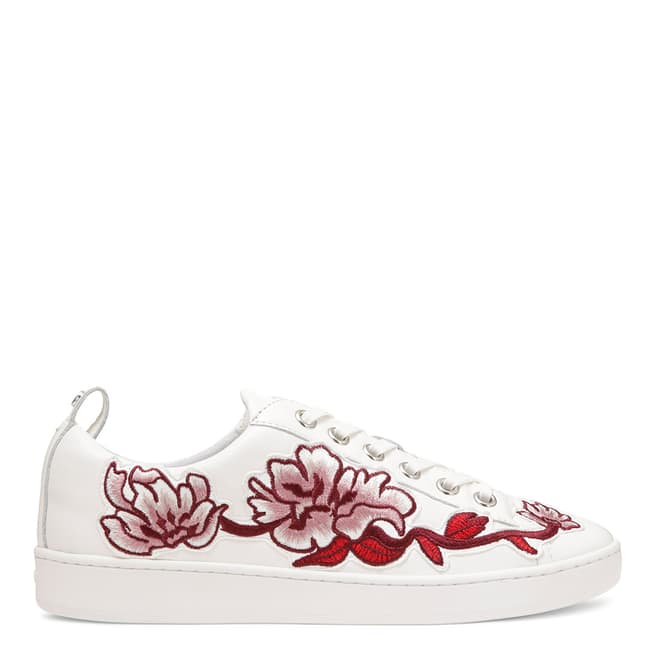 DKNY White Embroidered Briley Sneakers
