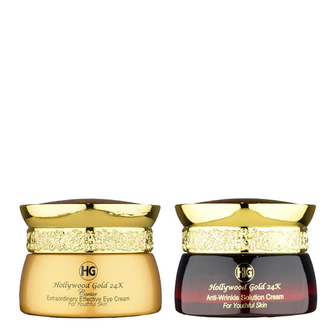 Hollywood Gold 24K Anti Wrinkle Solution Cream & Extraordinary Effective Eye Cream Value Set