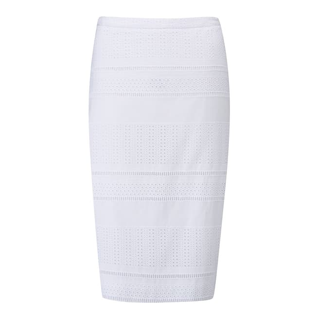 Pure Collection White Textured Pencil Skirt