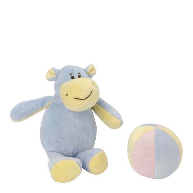 Les bébés d'Elyséa Blue Hippo Plush Toy with Soft Ball