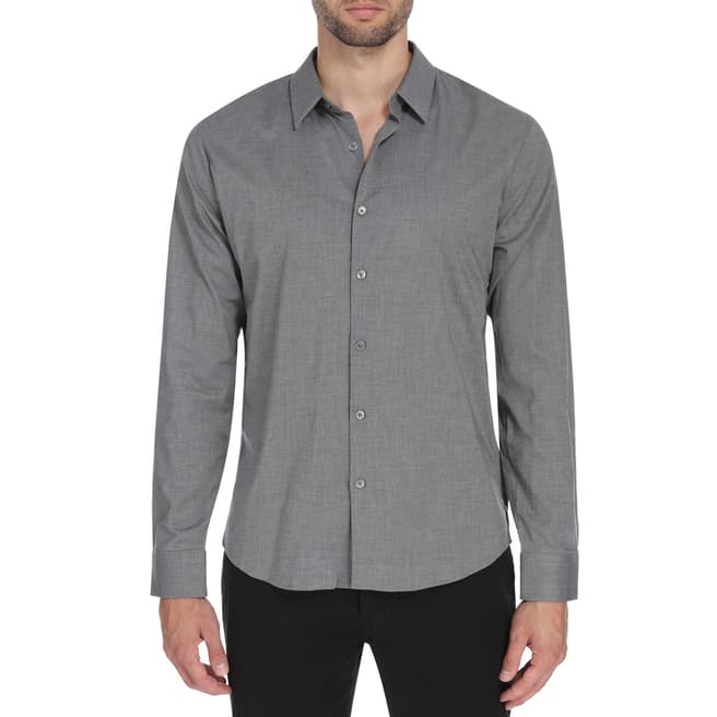 James Perse Grey Stretch Flannel Chambray Shirt