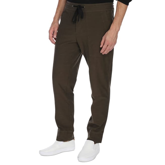 James Perse Khaki Stretch Textured Jersey Trousers