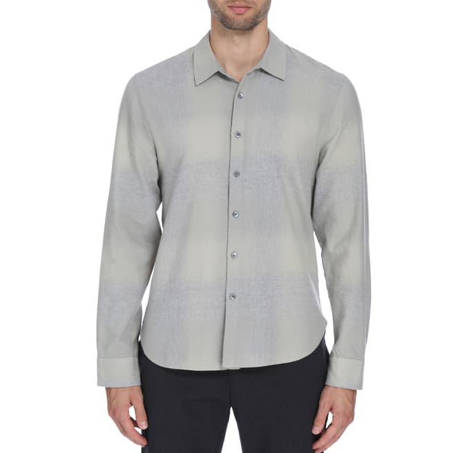 James Perse Heather Grey Ghost Plaid Button Up Shirt