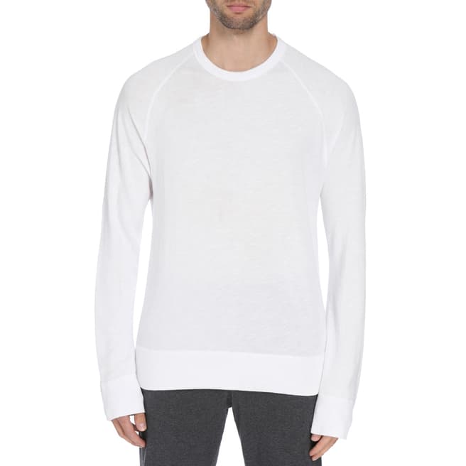 James Perse White Baseball Sweatshirt