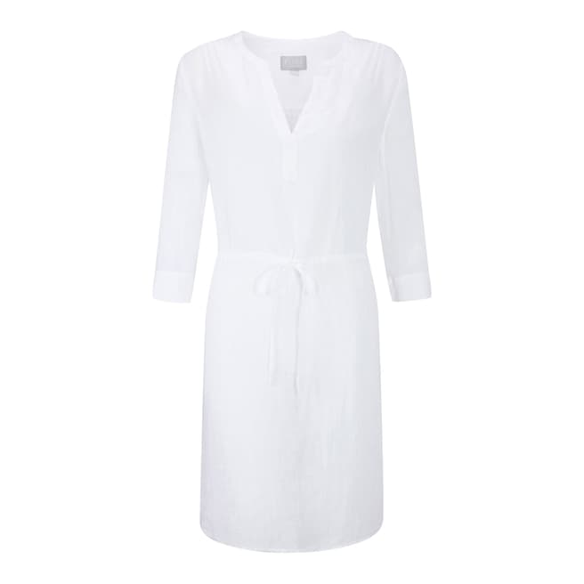 Pure Collection White Laundered Linen Drawstring Dress