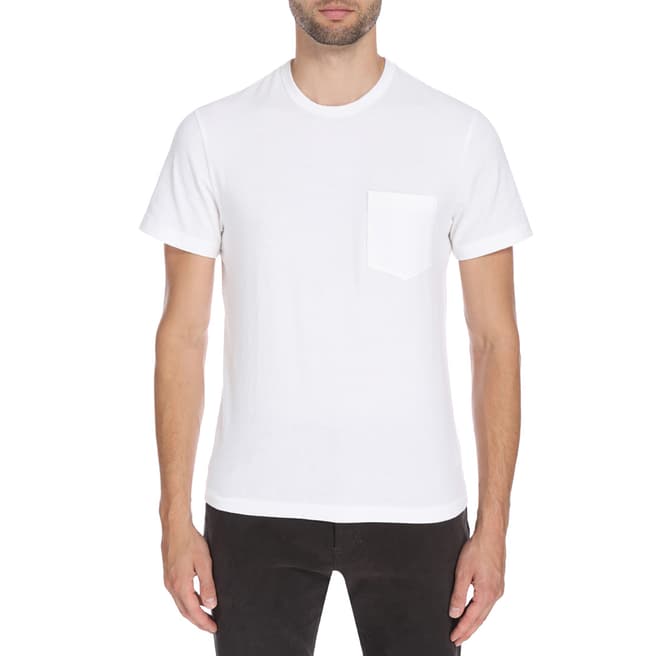 James Perse White Sueded Stretch Pocket Tee