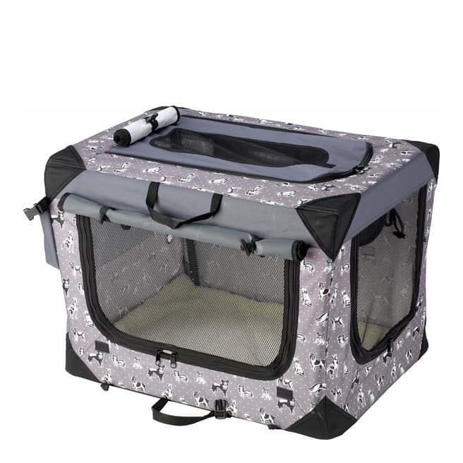 House Of Paws Black Large Polka Dot Travel Crate 28x20x20inch