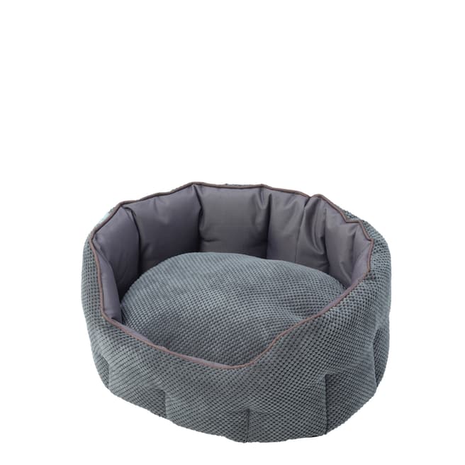 House Of Paws Grey Small Cord & Water Resistant Oval Bed 55x50x22cm