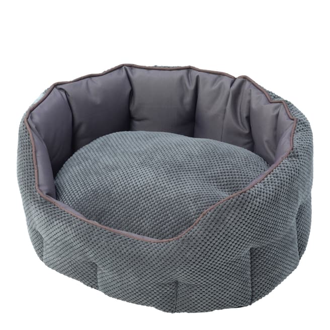 House Of Paws Grey Large Cord & Water Resistant Oval Bed 75x67x25cm 