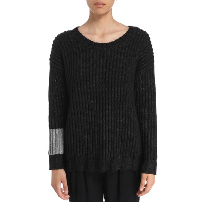 James Perse Black/Heather Grey Chunky Armband Sweater