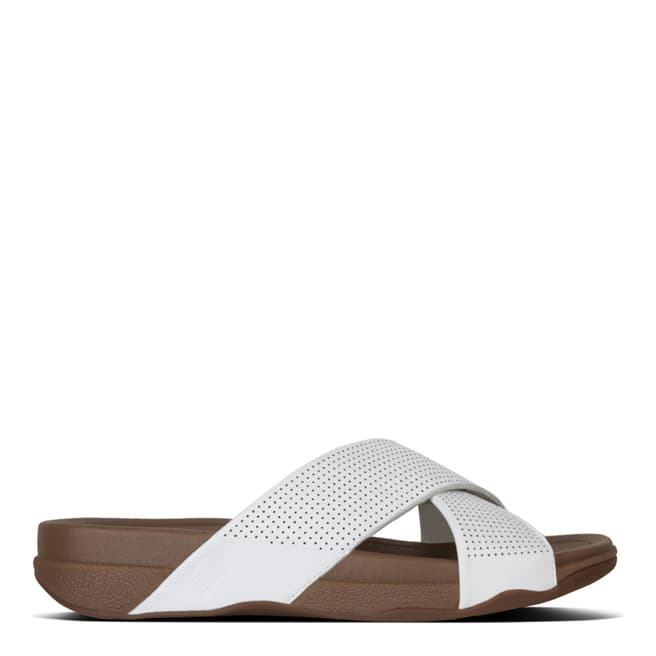 FitFlop White Leather Surfer Sliders