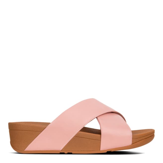 FitFlop Dusky Pink Leather Lulu Cross Slide Sandals