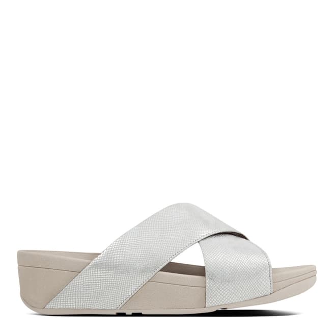 FitFlop Silver Lulu Cross Slide Shimmer Sandals