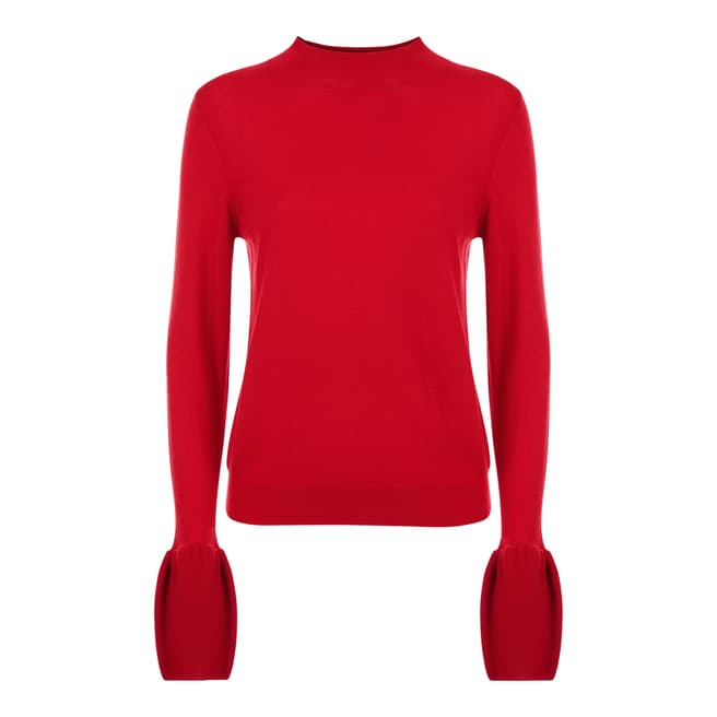 Jaeger Red Fluted Sleeve Sweater
