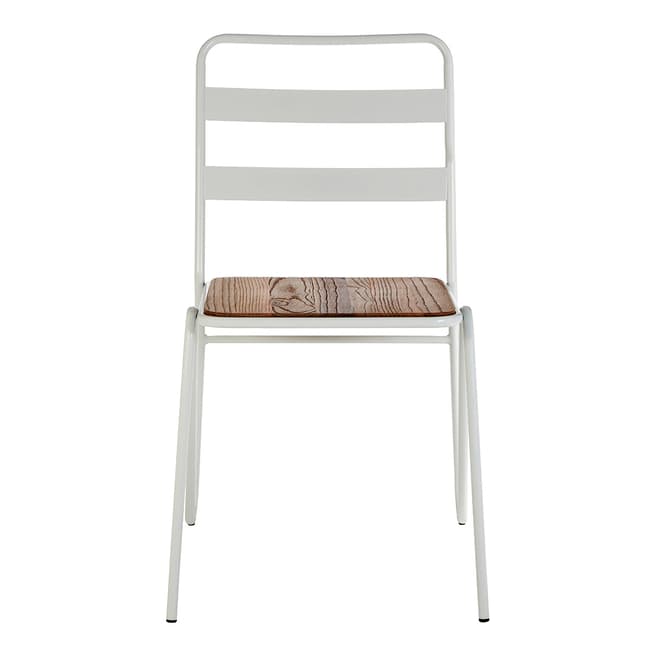 Premier Housewares District Chair, White Metal and Elm Wood