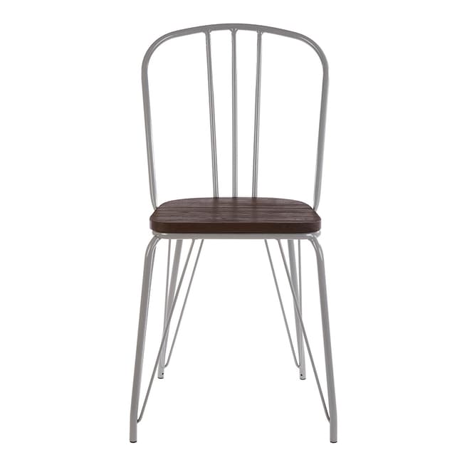 Premier Housewares District High Back Chair, Grey Metal and Elm Wood